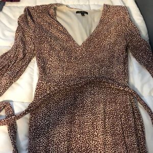 Leopard dress with tie